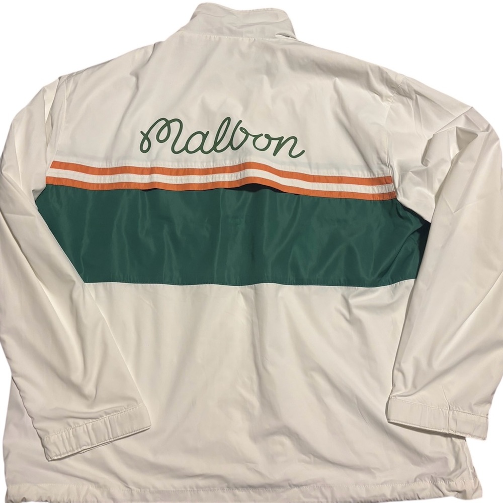 Malbon Golf Mens Costanzo Windbreaker White  Lightweight  Jacket size L  Pockets - Picture 2 of 4